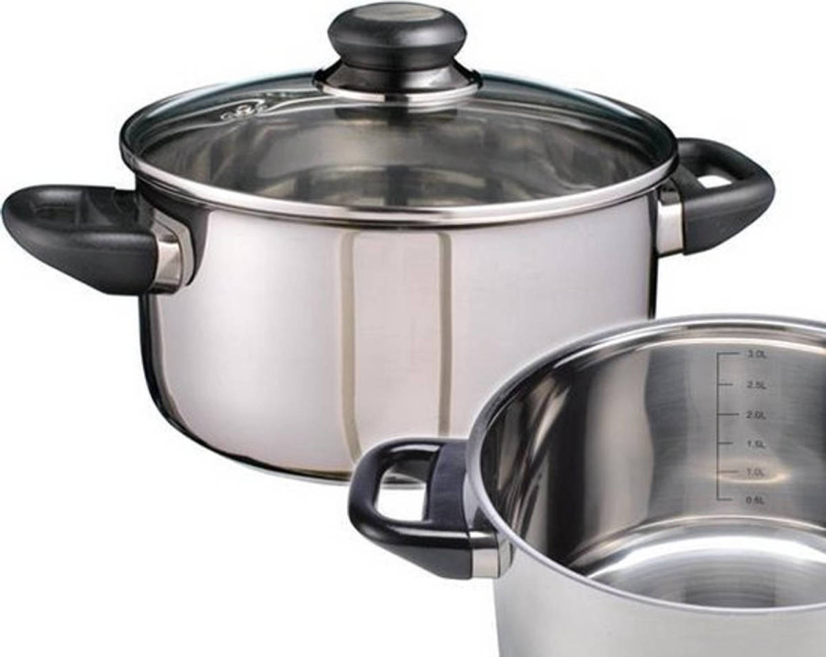 Haushalt 21304 - Rvs Kookpan 20cm Met Glazen Deksel