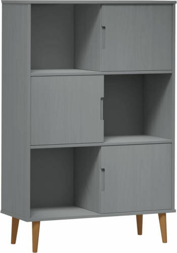 VidaXL Boekenkast Molde 90x35x133,5 Cm Massief Grenenhout Grijs