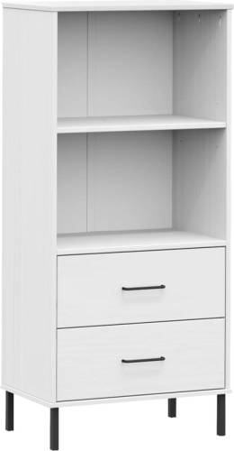 VidaXL Boekenkast Met 2 Lades Oslo 60x35x128,5 Cm Massief Hout Wit