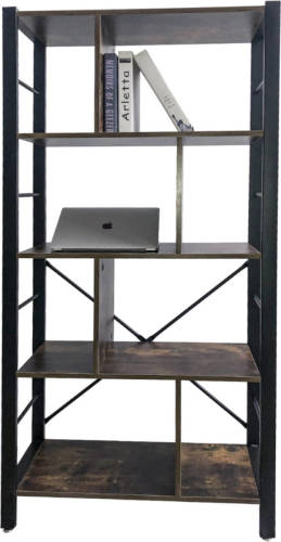 VDD Wandkast Boekenkast Stoer Industrieel Design Metaal Hout 154 Cm Hoog