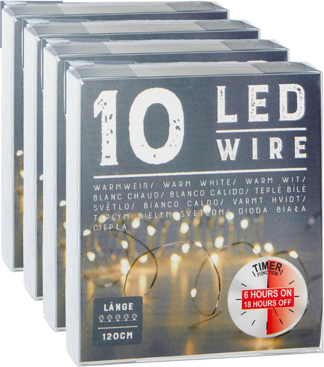 Cepewa Draadverlichting/lichtsnoeren - 4 Stuks - Warm Wit - 120 Cm - Timer - Lichtsnoeren