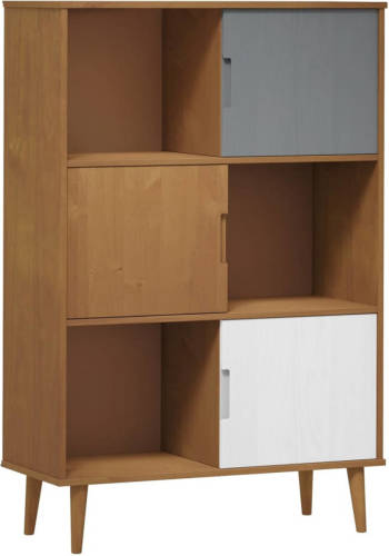 VidaXL Boekenkast Molde 90x35x133,5 Cm Massief Grenenhout Bruin