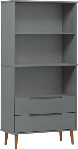 VidaXL Boekenkast Molde 85x35x170,5 Cm Massief Grenenhout Grijs