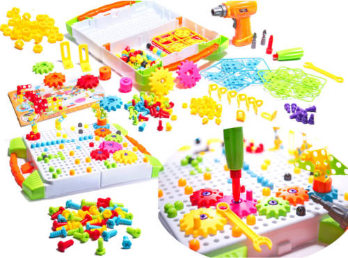 Ikonka 181 Delige Educatieve Constructie Bouw Puzzel Bouw Set + Speelgoed Boormachine En Schroeven Vanaf 3 Jaar