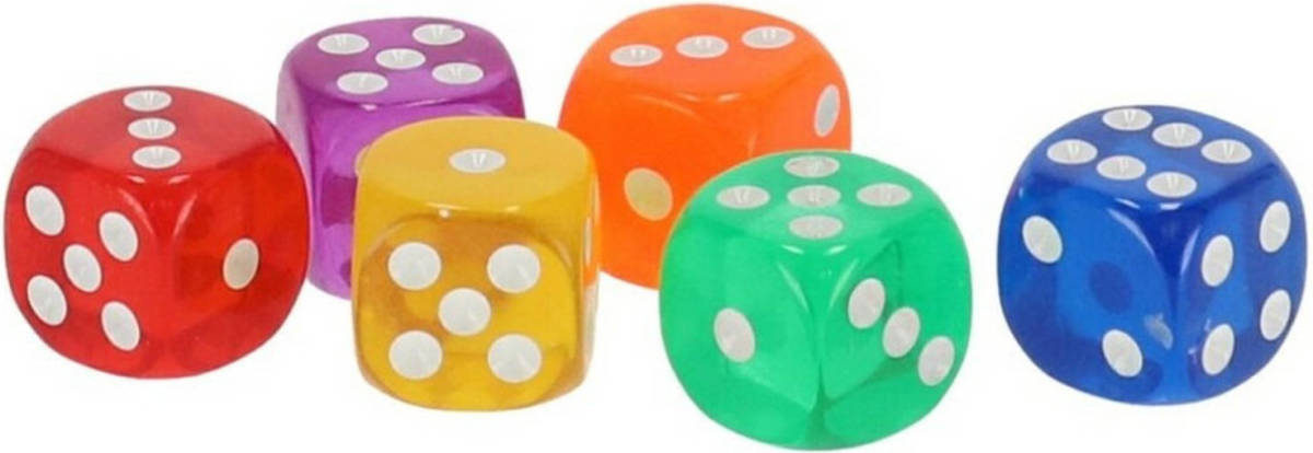 Gerim Speelgoed Spellen Dobbelstenen Multi Kleuren 12x Stuks - Dobbelspellen