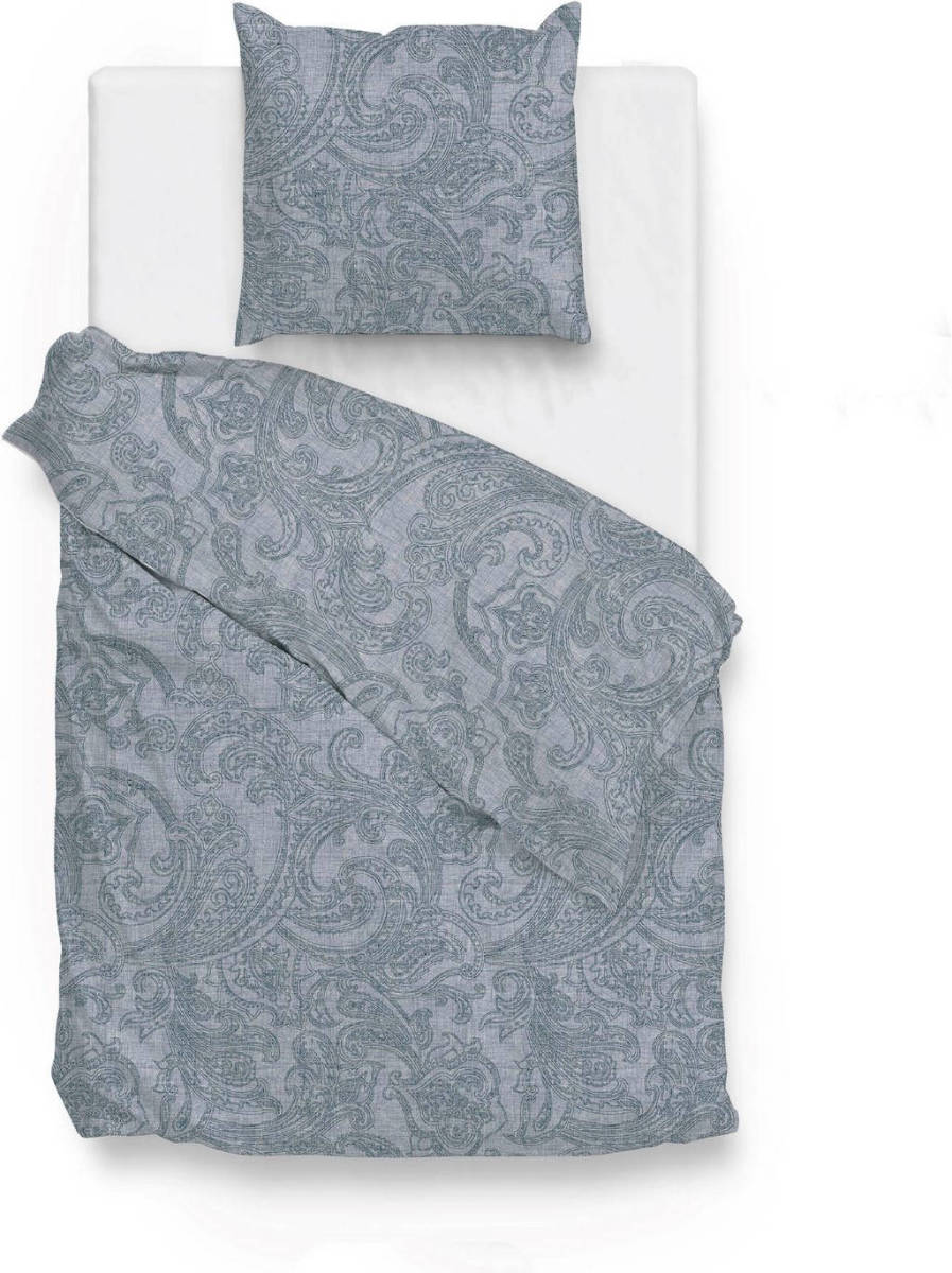 Zo Home Dekbedovertrek Katoen Paisley Di Lino Linnen Look - Denim 140x200/220cm