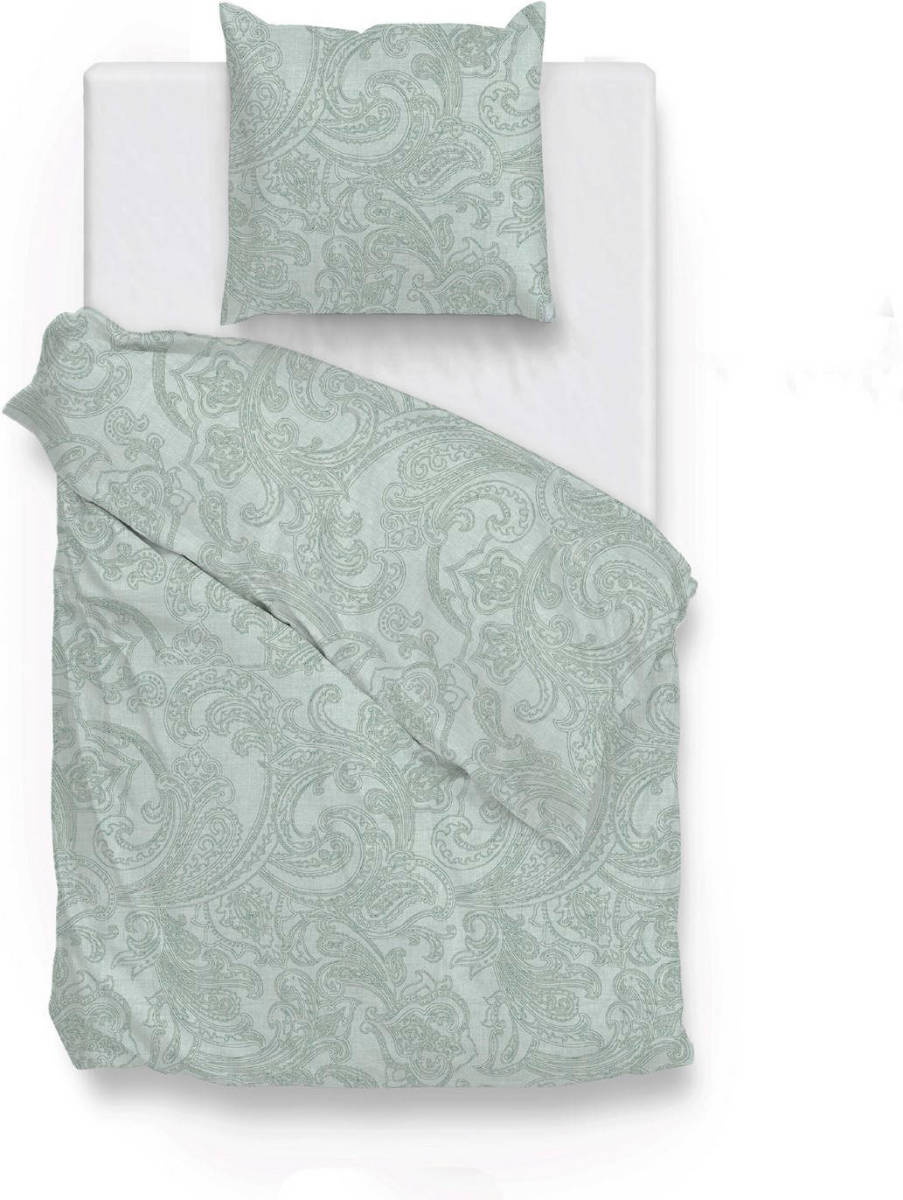 Zo Home Dekbedovertrek Katoen Paisley Di Lino Linnen Look - Mint Green 140x200/220cm