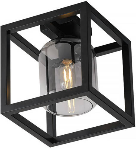Freelight Plafondlamp Dentro B 26 Cm Rook Glas Zwart