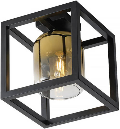 Freelight Plafondlamp Dentro B 26 Cm Goud Glas Zwart