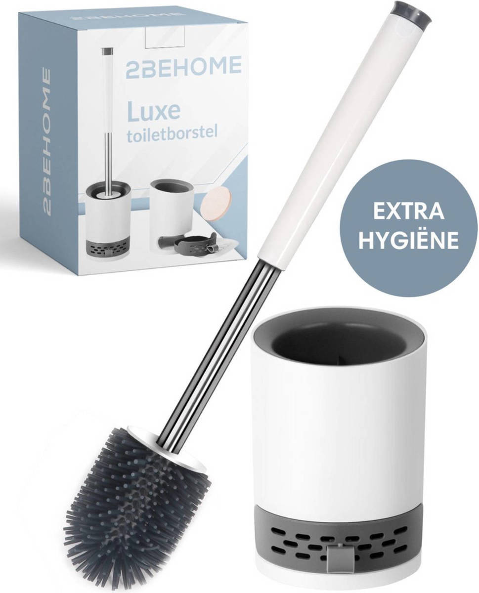 2BEHOME Luxe Wc Borstel Met Houder - Toiletborstel Met Houder - Vrijstaand Of Hangend - Cadeau Voor Man/vrouw