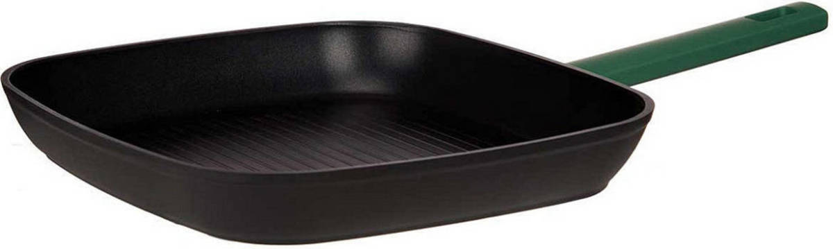 Kinvara Geribbelde Grillpan Zwart Groen 28 X 28 Cm Aluminium