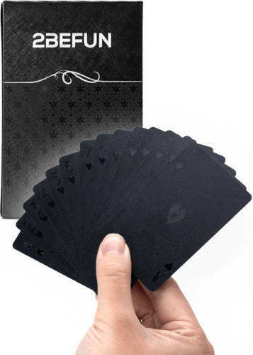 2BEFUN Luxe Waterdichte Kaarten - Zwart - Kaartspel - Speelkaarten - Spelletjes Voor Volwassenen - Pokerkaarten