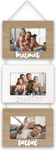 ZEP - Triple Houten Fotolijst Familia Bruin/wit Voor 3 Foto's 10x15 - T347es