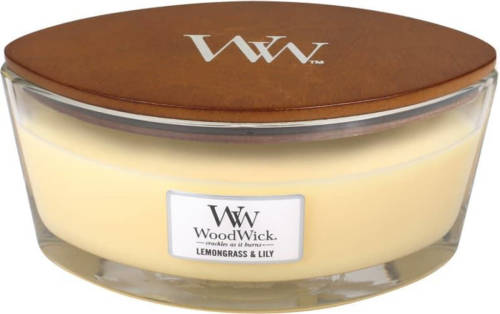 Woodwick - Ellipse Hearthwick Flame Geurkaars - Lemongrass & Lily - Tot 50 Branduren
