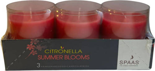 Candles by Spaas Spaas - Set Van 3 Geurkaarsjes - Citronella Summer Blooms - Tot 24 Branduren