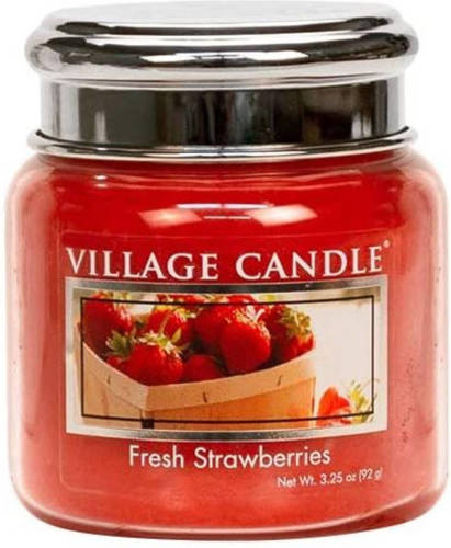 Village Candle Geurkaars Fresh Strawberries 7 Cm Wax/glas Rood