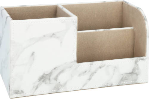 QUVIO Bureau Organzier Met 3 Vakken - Witte Marmer Look