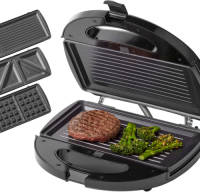 Tomado Tgm2000b - Multigrill 3 In 1 - Inclusief Tosti En Wafelplaten - 750 Watt - Zwart