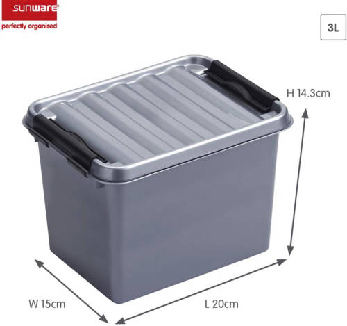 Sunware - Q-line Opbergbox 3l Metaal Zwart - 20 X 15 X 14,3 Cm