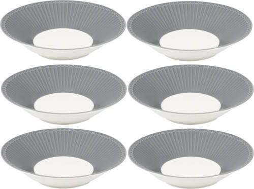 6x GreenGate Pastabord Alice Stone Grey Ø23cm - Set Van 6 Stuks