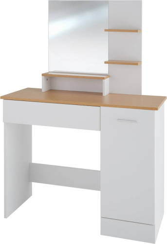 Tectake -Kaptafel Zoe- Make-up Tafel Met Grote Spiegel-wit-403851