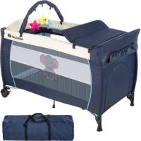 Tectake Reisbed Babybed Campingbed Reisbedje Dodo Blauw - 402201 - 132x75x104cm Incl. Draagtas