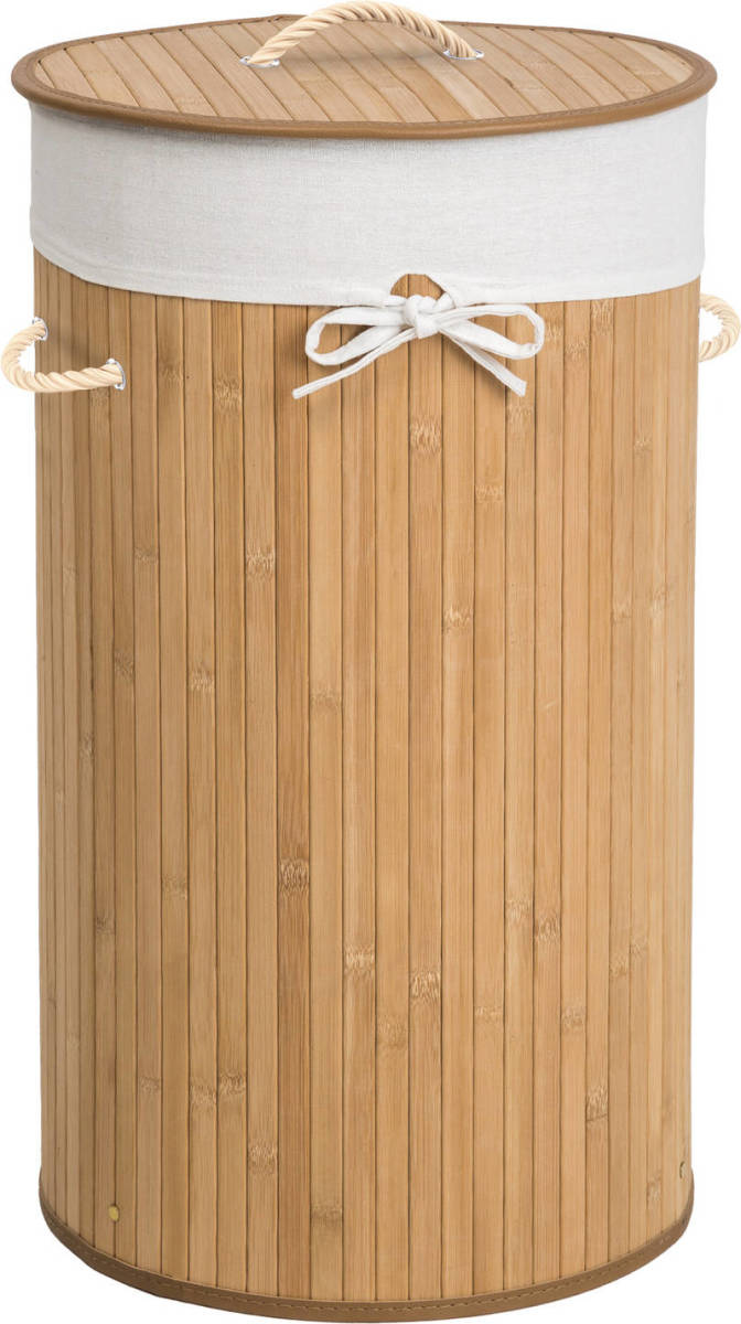 Tectake Wasmand Incl. Waszak - Bamboe - 57 L - Rond - Naturel