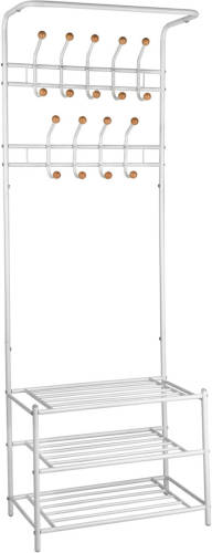 Tectake - Garderoberek Met Schoenenrek - Metaal - Wit - 402489
