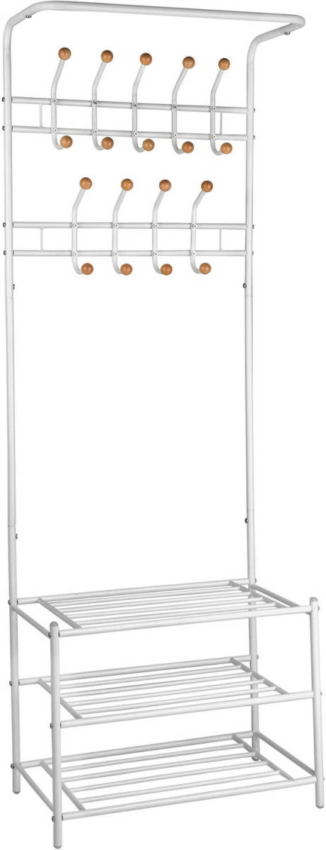Tectake - Garderoberek Met Schoenenrek - Metaal - Wit - 402489