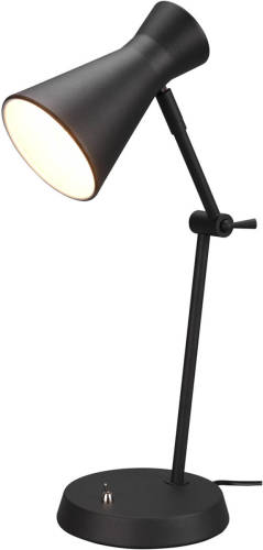 BES LED Led Bureaulamp - Tafelverlichting - Trion Ewomi - E27 Fitting - Rond - Mat Zwart - Aluminium