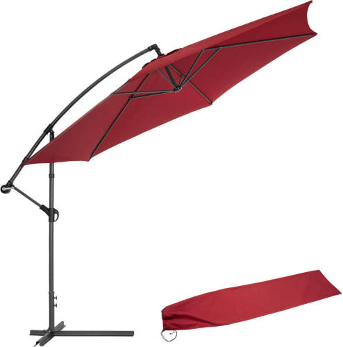 Tectake - Metalen Zweefparasol Met Uv Bescherming - 3,5m - Rood