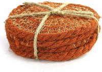 Decostar Onderzetters Jute Oranje 4 Stuks 10 X 3 Cm