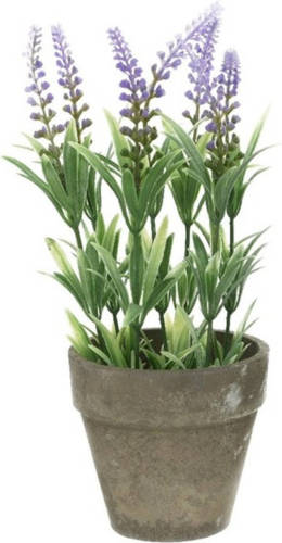 Shoppartners Groene/lilapaarse Lavandula/lavendel Kunstplant 25 Cm In Pot - Kunstplanten
