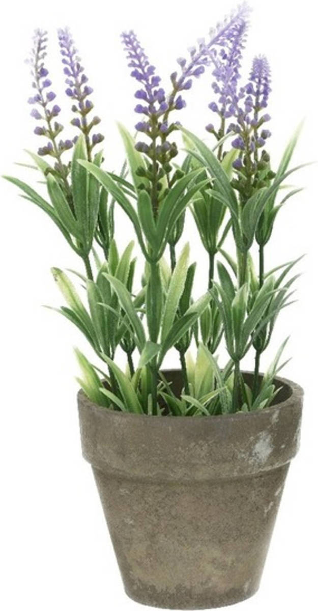 Shoppartners Groene/lilapaarse Lavandula/lavendel Kunstplant 25 Cm In Pot - Kunstplanten