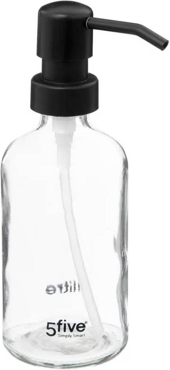 5five Zeeppompje/zeepdispenser Van Glas - Transparant - 250 Ml - Zeeppompjes