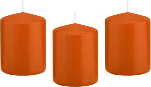 Trend Candles 8x Oranje Cilinderkaarsen/stompkaarsen 6 X 8 Cm 29 Branduren - Stompkaarsen