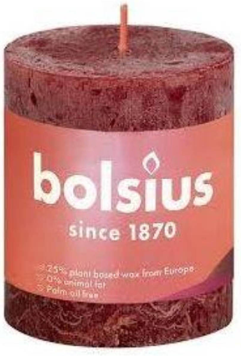 Bolsius Stompkaars Velvet Red Ø68 Mm - Hoogte 8 Cm - Donkerrood - 35 Branduren