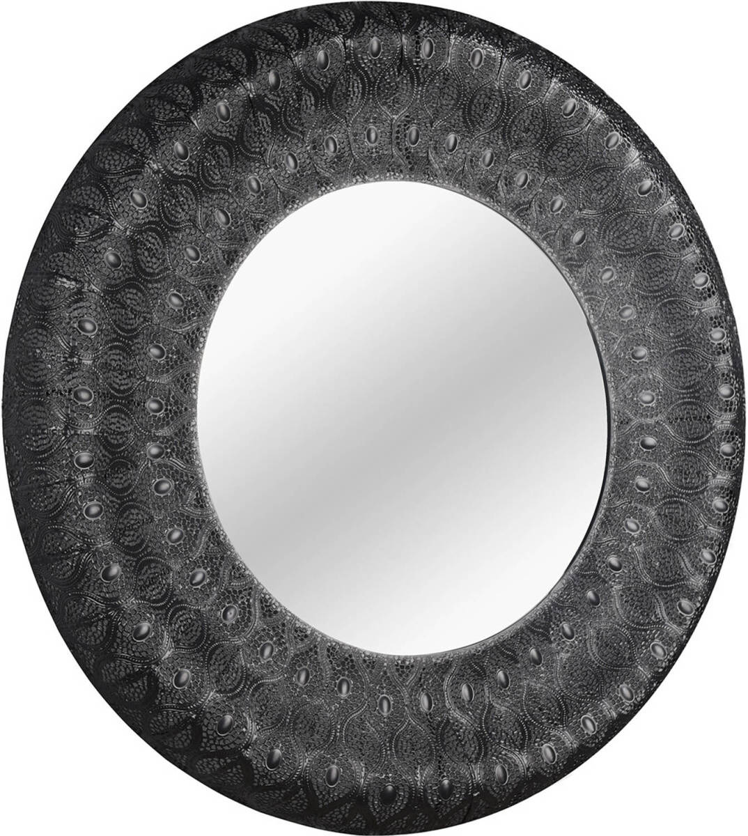 BES LED Spiegel - Trion Lamila - Ø80cm - Wandspiegel In Frame - Zwart