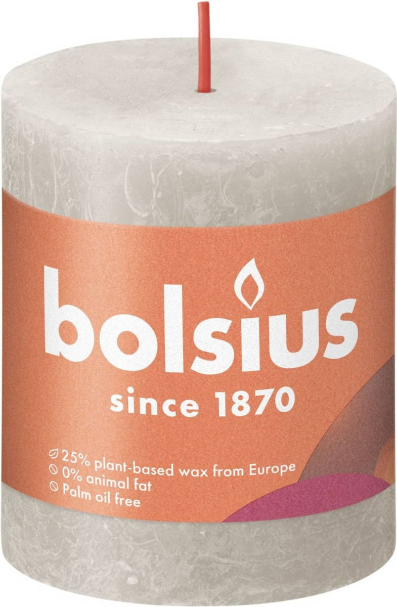 Bolsius Stompkaars Sandy Grey Ø68 Mm - Hoogte 8 Cm - Zandgrijs - 35 Branduren