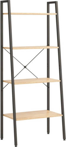 VidaXL Ladderrek Met 4 Schappen 56x35x140 Cm Lichtbruin En Zwart