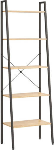 VidaXL Ladderrek Met 5 Schappen 56x35x174 Cm Lichtbruin En Zwart