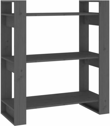 VidaXL Boekenkast/kamerscherm 80x35x91 Cm Massief Grenenhout Grijs