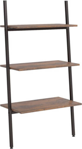 VidaXL Ladderrek Met 3 Schappen 64x34x116 Cm Donkerbruin En Zwart