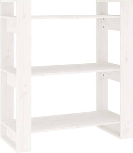 VidaXL Boekenkast/kamerscherm 80x35x91 Cm Massief Grenenhout Wit