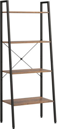 VidaXL Ladderrek Met 4 Schappen 56x35x140 Cm Donkerbruin En Zwart