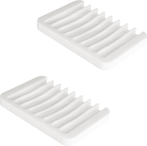 FLOKOO Zeepbakje 2 Stuks Wit Zeephouder Siliconen