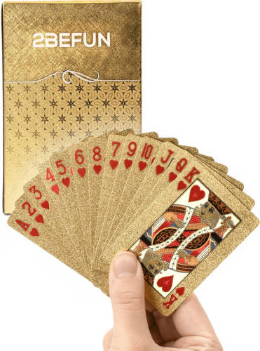 2BEFUN Luxe Waterdichte Kaarten - Goud - Kaartspel - Speelkaarten - Spelletjes Voor Volwassenen - Pokerkaarten