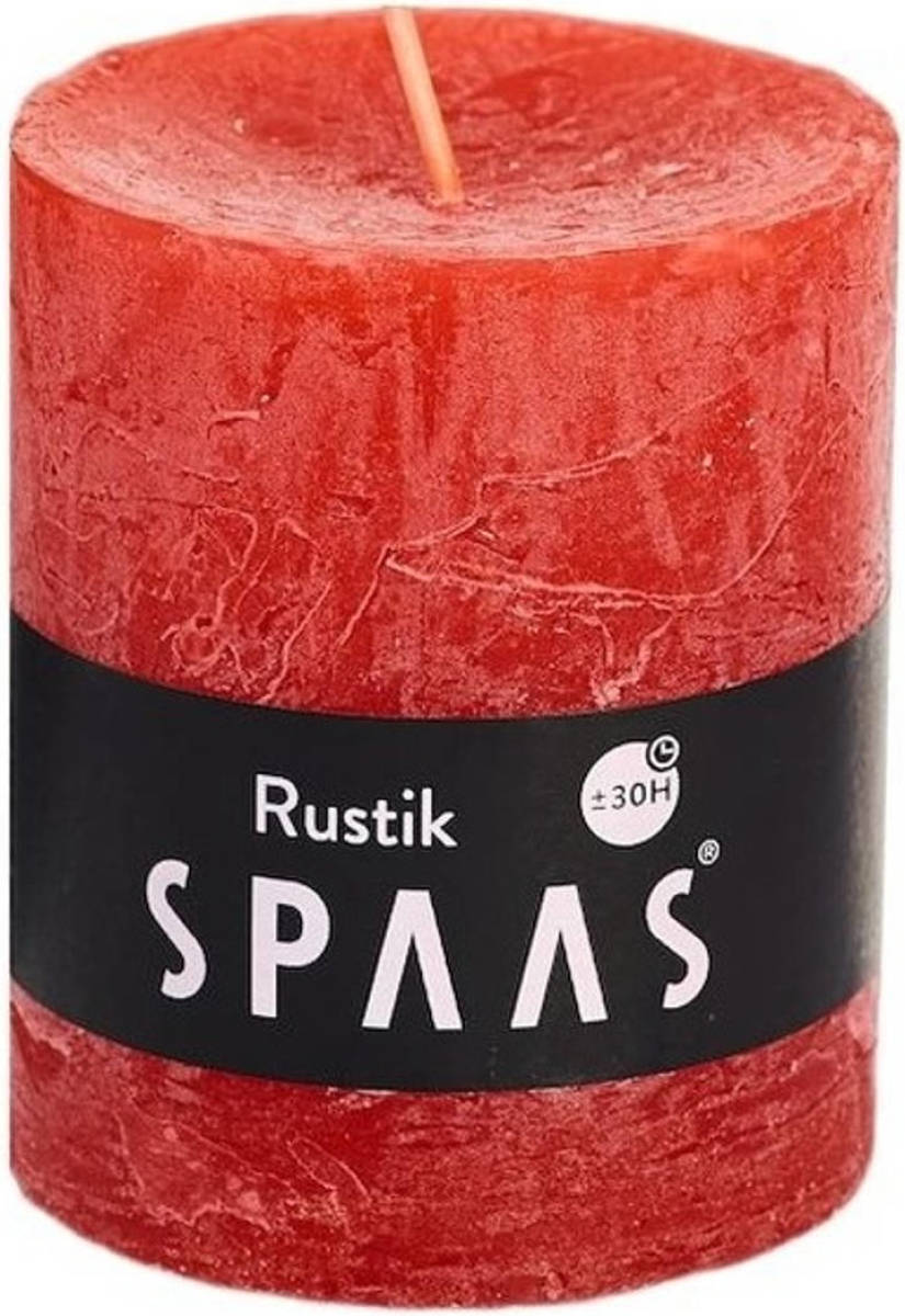 Candles by Spaas 1x Rode Rustieke Cilinderkaars/stompkaars 7 X 8 Cm 30 Branduren - Stompkaarsen