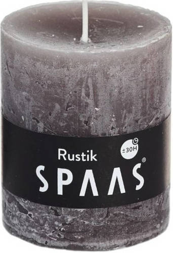 Candles by Spaas 1x Taupe Rustieke Cilinderkaars/stompkaars 7x8 Cm 30 Branduren - Stompkaarsen