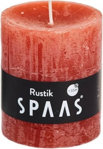 Candles by Spaas 1x Oranje Rustieke Cilinderkaars/stompkaars 7x8 Cm 30 Branduren - Stompkaarsen